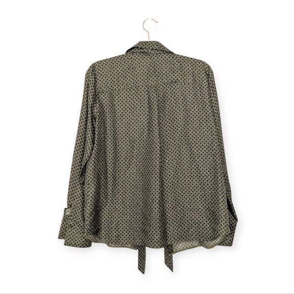 Lafayette 148 New York Diana Green Tie Neck Printed Silk Blouse Size S - Picture 2 of 8
